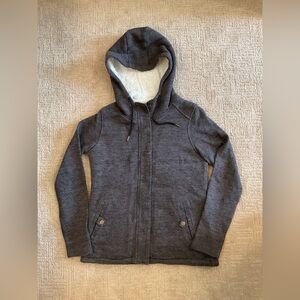 🩶💕 Billabong Sherpa Lined Hoodie Jacket Charcoal Gray Size M EUC Gorpcore